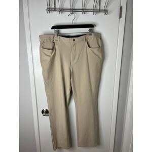 Greg Norman Men's Microlux Flat Front Stretch Performance Pants Beige~Size 40x32